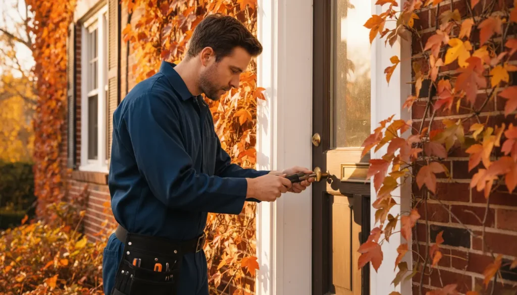 Locksmith rekeying a residential lock in Pierce County, WA
